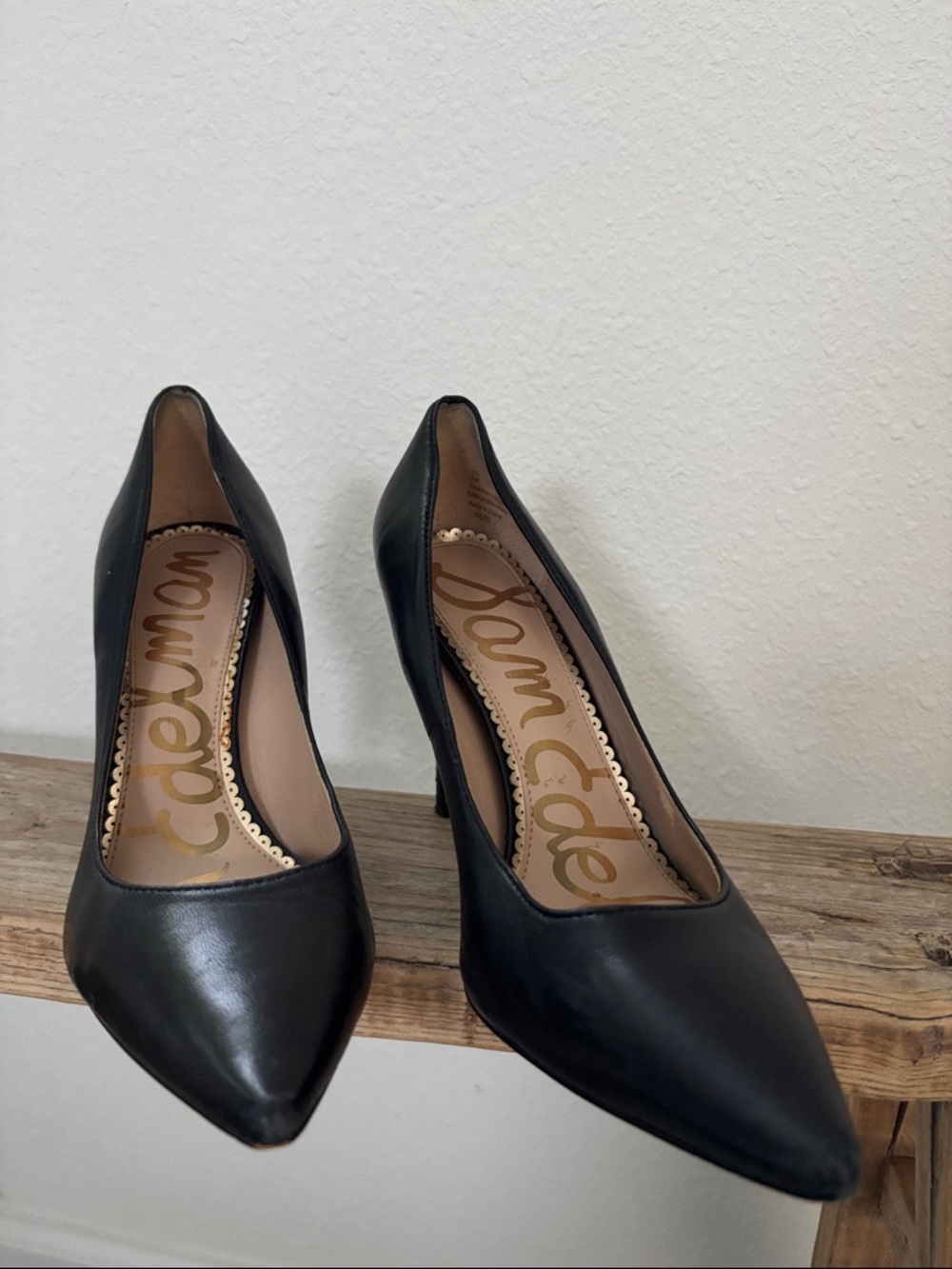 ✨ Sam Edelman Black Leather Hazel Pointed-Toe Stiletto Pumps Size 8